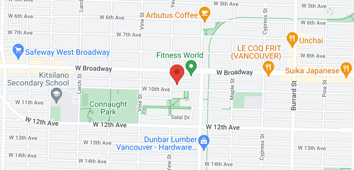 map of 102 2181 W 10TH AVENUE